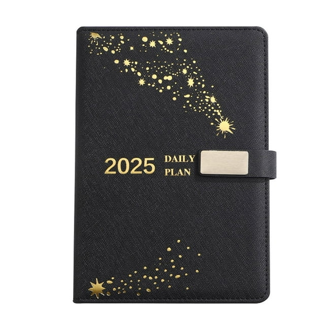 2025 Leather Planner Weekly & Monthly, Academic Planner Business Personal or Student Study Notebooks for Note Taking Composition Book Note Books for Work Aesthetic Journal for Note Taking, Black