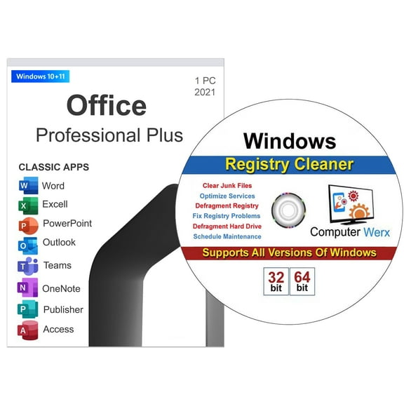 Office 2021 Pro Plus DVD & Registry Cleaner, 2 in 1