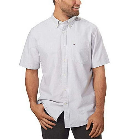 Tommy Hilfiger Menâ€s Short Sleeve Woven (XL 067Grey)