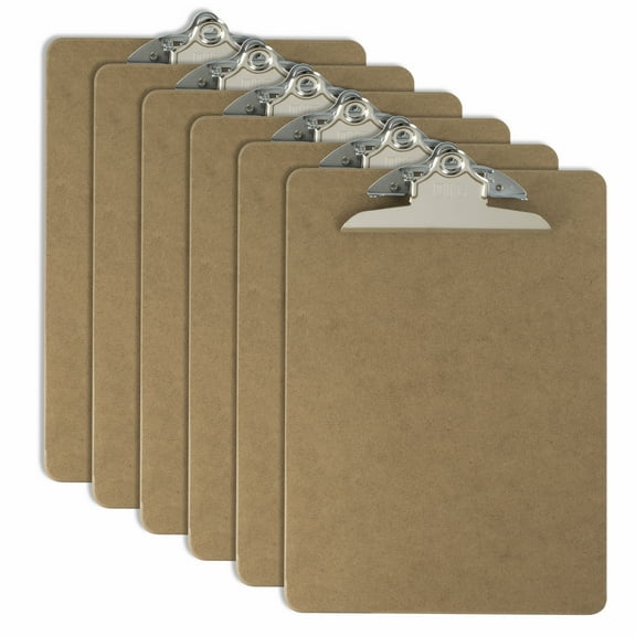 Officemate Recycled Wood Clipboards, 6 Inch Clip, 6 Pack Clipboards, Letter Size (9 x 12.5 Inches), Brown (83706)