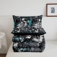 thumbnail image 5 of Homewish Gothic Sugar Skull Queen Comforter Set,Happy Halloween Comforter Sets Queen,Teal,Black Reversible,3 Pieces,1 Comforter and 2 Pillowcases, 5 of 7