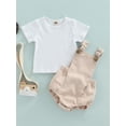 thumbnail image 2 of Faithtur Bébé Strappy Romper Costume Col Rond Manches Courtes T-Shirt Tops + Sangles Réglables Romper Ensemble de Deux Pièces, 2 of 9