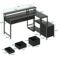 thumbnail image 4 of L Shaped Gaming Desk with File Drawer & Power Outlet, 53" Reversible Home Office Desk with Monitor Stand & Storage Drawers, Modern Corner Computer Desk with CPU Stand & Printer Storage Shelves, Black, 4 of 10