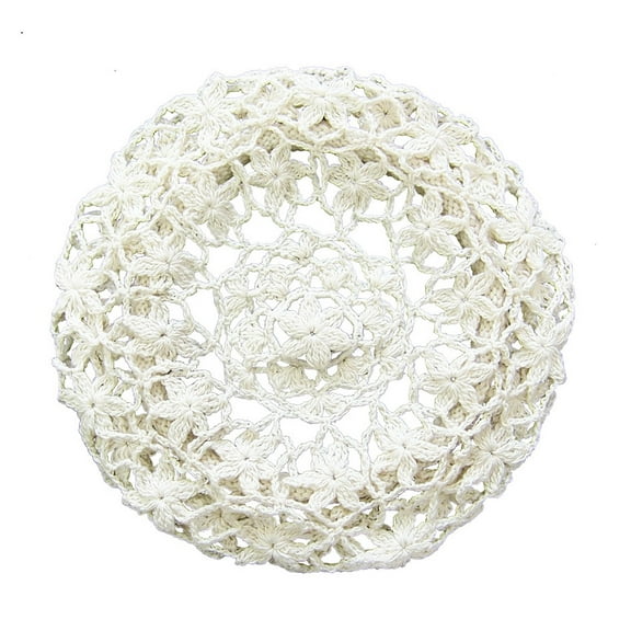 zefen Women's Light Beret Crochet Knitted Style for Spring Summer Fall White