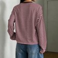 thumbnail image 6 of Hvogkswy Long Sleeve Shirts for Women Trendy Crewneck Cropped Striped T Shirt Loose Casual Pullover Blouses, 6 of 7