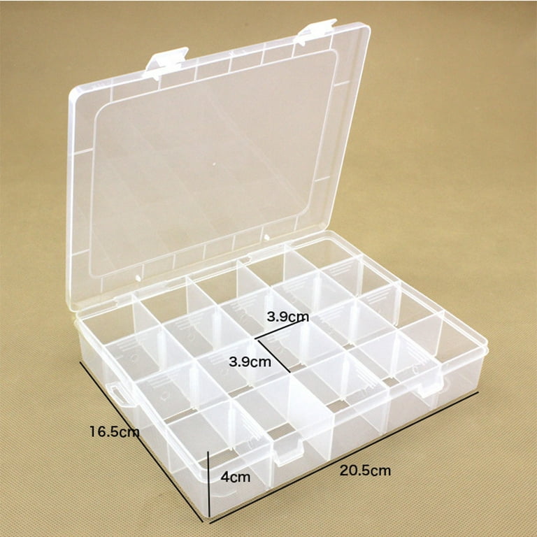 Tinksky 20-Grid Plastic Adjustable Jewelry Organizer Box Storage Container Case with Removable Dividers (Transparent), Size: 7.87 x 6.5 x 1.57