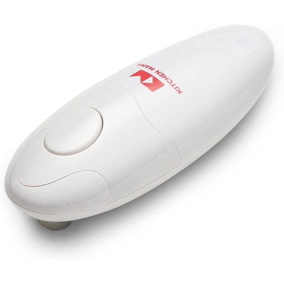 Kitchen Mama Auto Electric Can Opener: Open Your Cans with A Simple Press of Button - Automatic, Hands Free, Smooth Edge, Food-Safe, Battery Operated, YES YOU CAN (White)