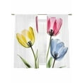thumbnail image 2 of Blue Red Yellow Tulips Sheer Curtains 72 Inches Long 2 Panels Transparent Flowers Light Filtering Semi Sheer Window Curtains Drapes for Bedroom Living Room 52"x72", 2 of 7