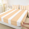 thumbnail image 5 of Castle Fairy Geometric Thin Vertical Stripe Queen Sheets 4 Pieces,Vintage Wide Band Queen Sheet Sets,Orange White,1 Flat Sheet, 1 Fitted Sheet and 2 Pillowcases, 5 of 7