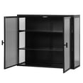 thumbnail image 6 of Glavbiku Modern 2 Glass Doors Metal Wall Cabinet with 3 Tier Storage for Living Room,Black,27.56"L, 6 of 12