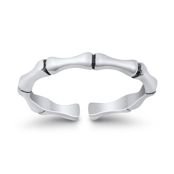 2mm - Bamboo Toe Band Ring 925 Sterling Silver Thin Adjustable Stylish Rings for Women