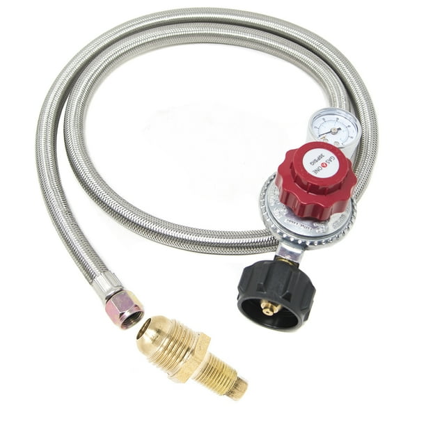 GasOne Propane Regulator Steel Hose with Propane Orifice High Pressure