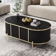 thumbnail image 3 of Harper & Bright Designs Oval Fluted Coffee Table with Storage, Gold Center Table with 2 Cabinets for Living Room, Black, 3 of 17