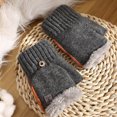 thumbnail image 4 of 2 guantes de invierno con solapa de medio dedo, tejidos, con dedos permeables, gruesos, acolchados y cálidos, con dedos expuestos 738, 4 of 5