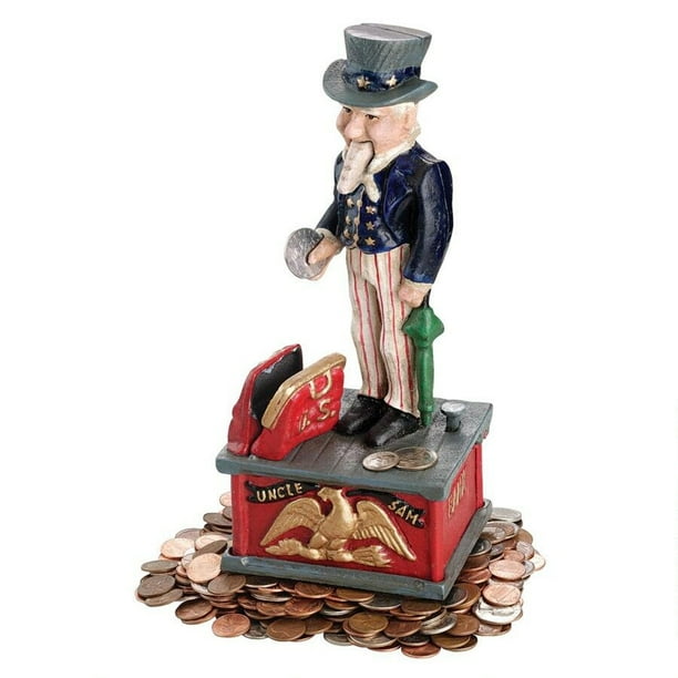 Design Toscano Uncle Sam Cast Iron Mechanical Bank