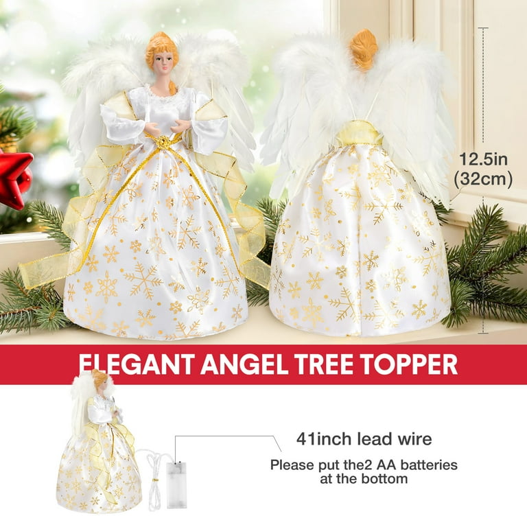 Ayieyill 12-Inch Angel Tree Topper, Lighted Xmas Vintage
