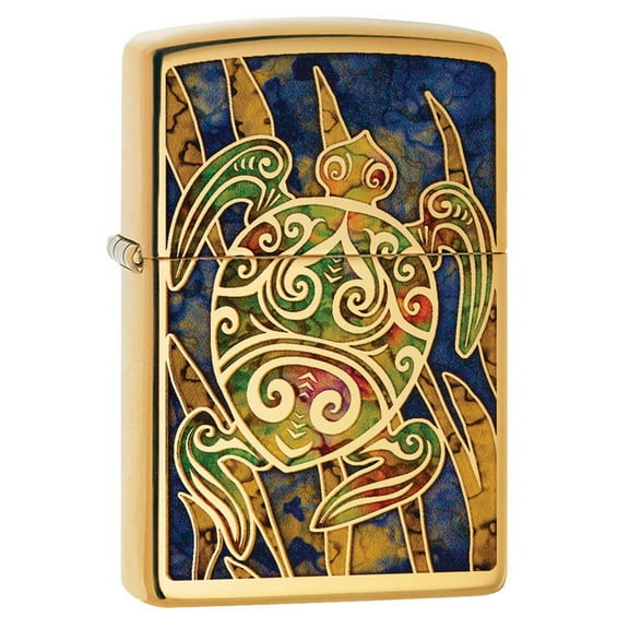 Zippo Lighter: Sea Turtle, Fusion - High Polish Brass 80708