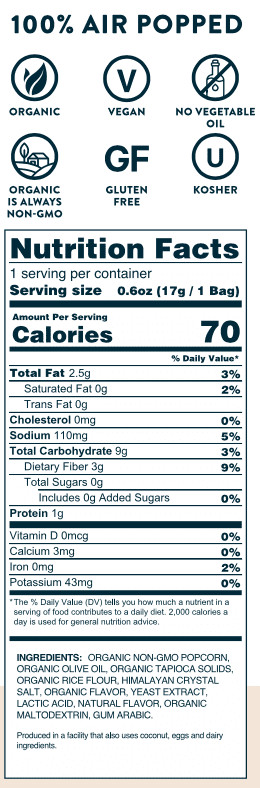 LesserEvil Organic Vegan White Cheddar Popcorn, Kosher, Dairy-Free, 12 Ct Bags