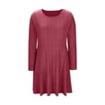 thumbnail image 6 of Xdegoge Knit Ribbed Dress for Women Long Sleeve A Line Midi Dresses with Crew Neck and Fitted Waist, Casual Office Wear, 6 of 7
