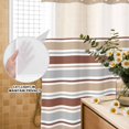 thumbnail image 3 of No Hook Shower Curtain, Beige Khaki Striped Shower Curtains for Bathroom with See Through Top Window, Farmhouse Stripes Modern Abstract Art Waterproof & Washable Bath Curtain Long 72"x78", 3 of 9