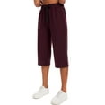 thumbnail image 3 of Cadmus Women's 15'' Long Bermuda Shorts Below The Knee Capri Sweatpants Loose Comfy Athletic Shorts with Pockets,Wine Red,Large, 3 of 6