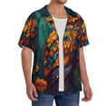 thumbnail image 2 of Balery Colorful Owl Forest Men's Casual Button Down Shirt Short Sleeve Textured Summer Cuban Beach Shirts-Medium, 2 of 7
