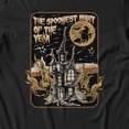 thumbnail image 3 of Graphic Apparel Halloween Men's Spookiest Night Of Year Haunted House Poster T-Shirt - Black - Small, 3 of 4