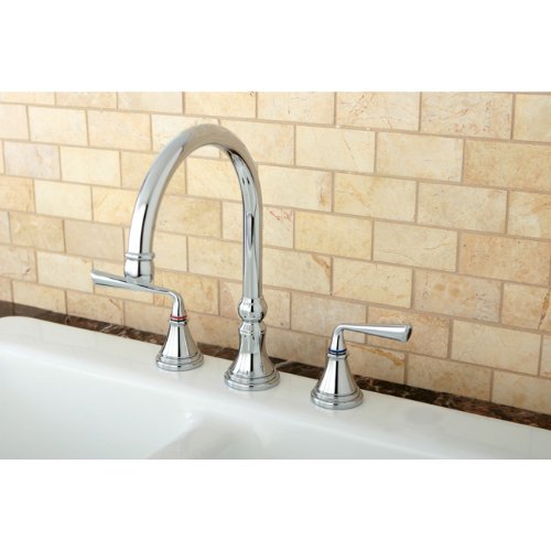 Kingston Brass Silver Sage 8" Deck Mount Kitchen Faucet with Brass Sprayer