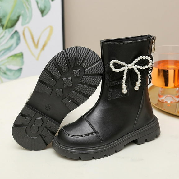 Piuwrlz Girls Boots Black Kids Winter Shoes Black Size 27