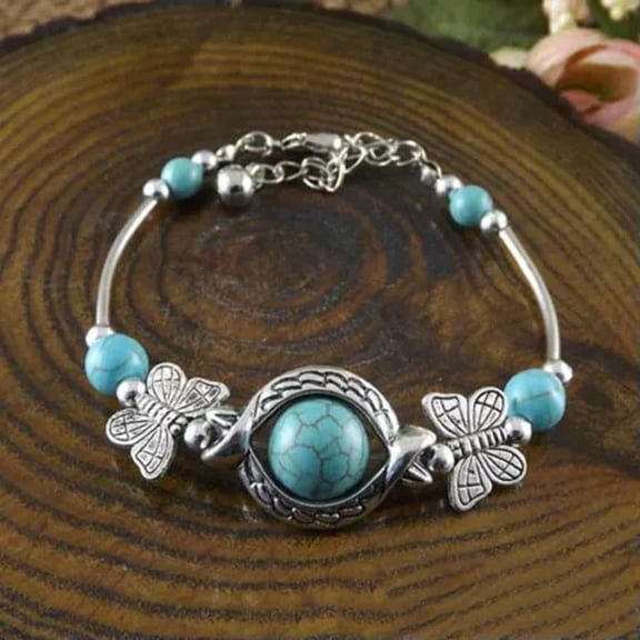 EOEMY 925 Silver Women Turquoise Open Bangle Cuff Bracelet Wedding Jewelry Gift-#4