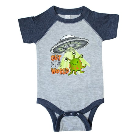 

Inktastic Out of this World- cute green alien UFO Gift Baby Boy or Baby Girl Bodysuit