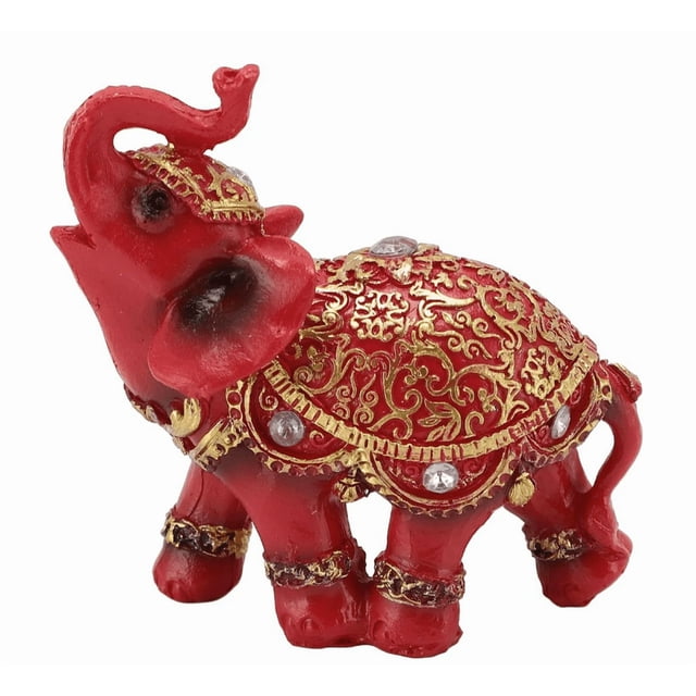 Figura decorativa de Feng Shui para la riqueza: estatua de elefante de resina con vestimenta ceremonial para la buena suerte y la prosperidad, adorno decorativo para el hogar, la oficina o la e