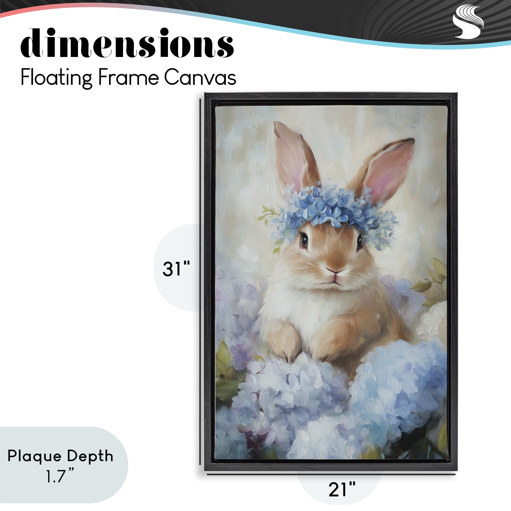 Stupell Industries Bunny In The Blossoms Black Framed Floater Canvas Wall Art, design by Tina LeCour