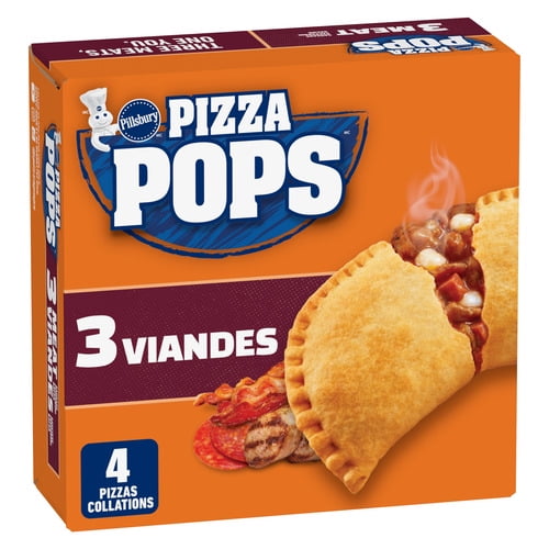 Pillsbury Pizza Pops, 3 Viandes, Collations Pizza Surgelées, 380 g, 4 unités 4 collations pizza, 380 g