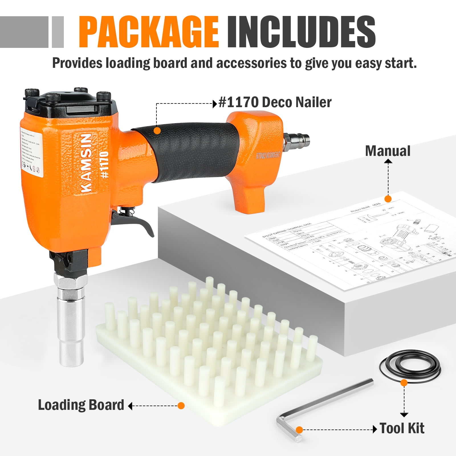 KAMSIN K1170 Pneumatic Decorative Nailer, Air Finish  Gun for Thumbtack Furniture Tacks
