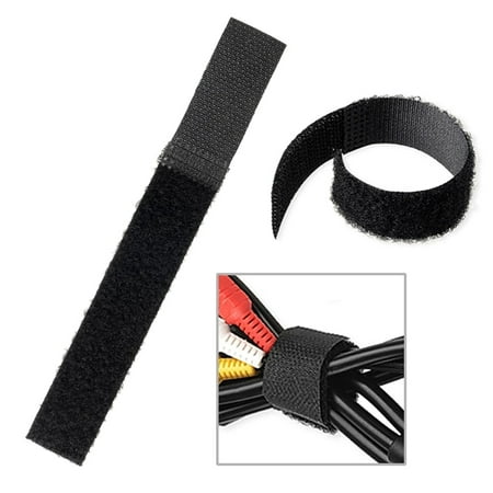 Insten 5 pcs set Reusable Fastening Cable Ties Hook and Loop Cable Straps Cable Management Wrap Wire Cord Organizer Black  0.78 x 5.9