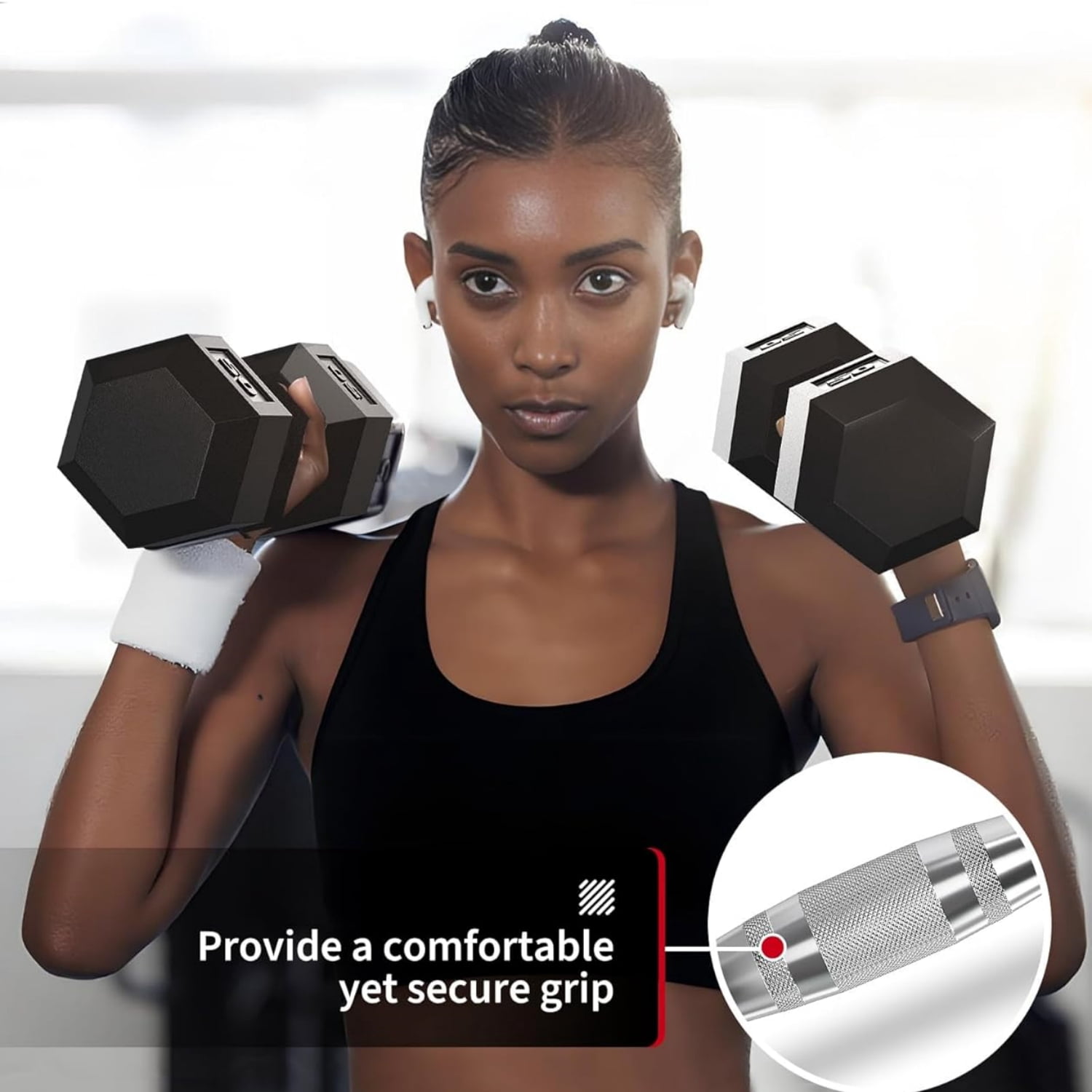 Riedhoff 25 lb Hex Dumbbell Set of 2, Hand Weights Dumbbells Pair with Cast Iron Core, Black