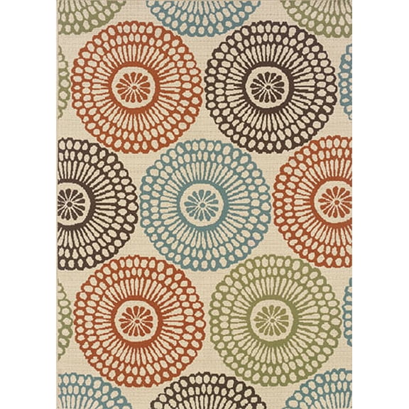 Moretti Wordhaven Area Rug 697J6 Beige Circles Dots 7' 10" x 10' 10" Rectangle