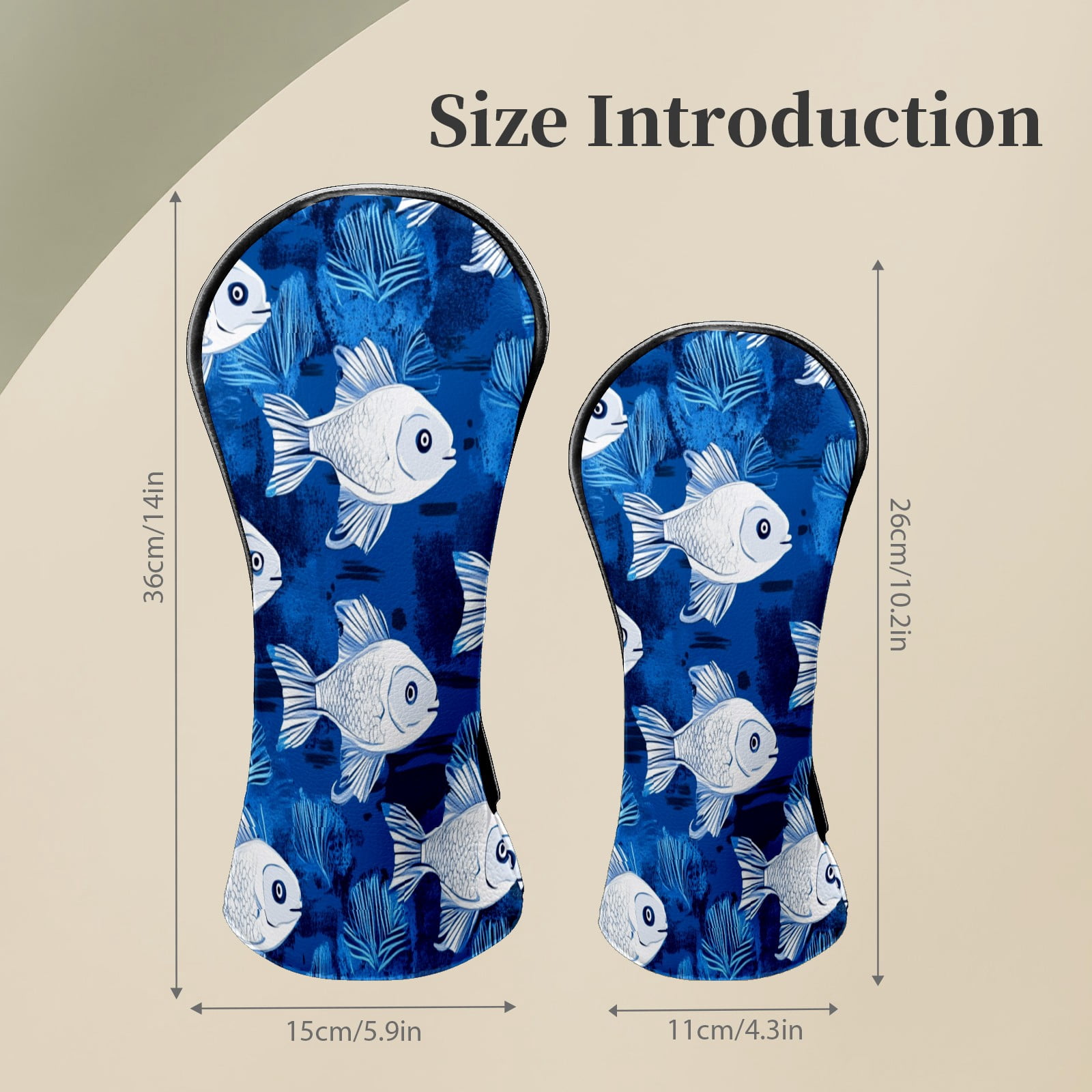Golf Club Head Covers WhiteFish_CoralReef Waterproof Leather Golf Head Covers for Men Women Driver Head Cover Fairway Headcover for Golf Lovers