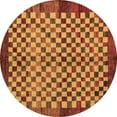 thumbnail image 1 of Ahgly Company Indoor Round Checkered Brown Modern Area Rugs, 8' Round, 1 of 4