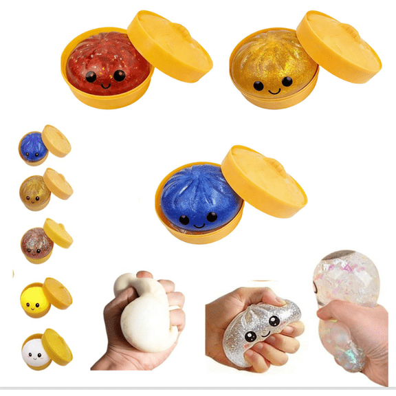 3Pcs Rare Glitter Dumpling Squeeze (Gold & Blue & Red)