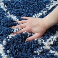 thumbnail image 5 of Diamond Weave Plush Polypropylene Indoor Shag Area Rug with Fringe - 4' x 6’, Cream-Blue, 5 of 10