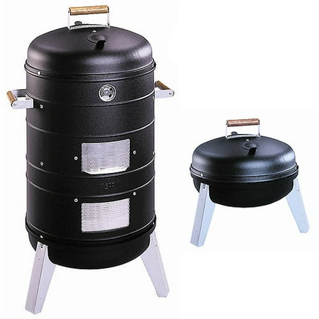 Americana Smoker 2-in-1 Charcoal Water Smoker with 2 Levels of Smoking and Combination Portable
