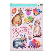 Way To Celebrate Easter Bunnies & Flowers Window Clings
