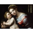 thumbnail image 2 of Giulio Romano 24x19 Black Ornate Wood Framed with Double Matting Museum Art Print Titled - Madonna e Bambino (detail), 2 of 4