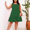 thumbnail image 2 of LLYwey Flowy Tank Dresses - Womens Plus Size Ruffle Midi Dresses - Summer Casual Sleeveless Vintage Polka Dots A-Line Beach Vacation Sundress, I-50, Green, XL, 2 of 6