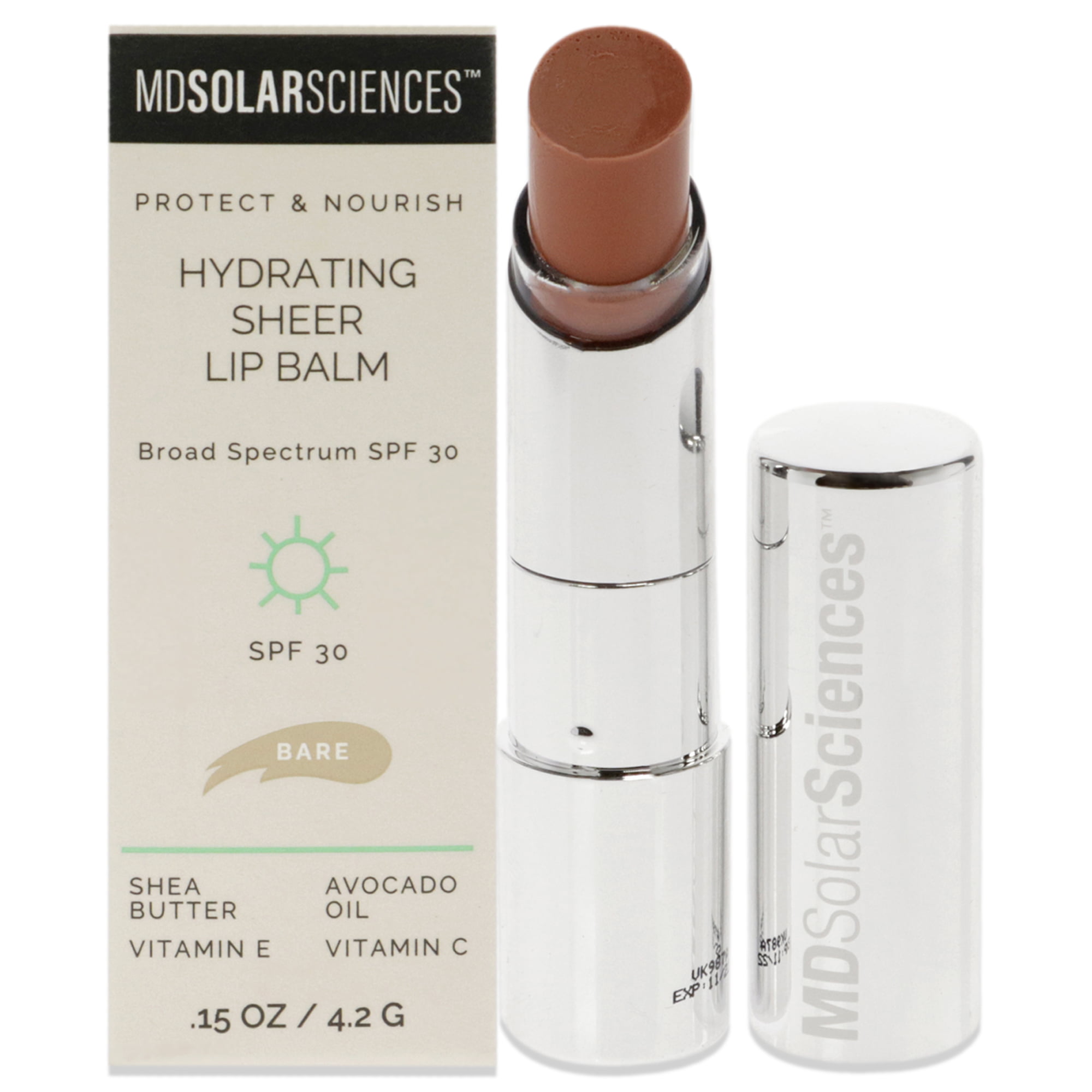 MDSolarSciences Hydrating Sheer Tinted Lip Balm, SPF 30, Bare, 0.15 oz 