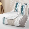 thumbnail image 4 of Erosebridal Abstract Brush Stripe Twin Quilt Set,Teal Paint Graffiti Twin Coverlet Set For Girls,2-Piece, 4 of 7