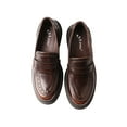 thumbnail image 3 of TMA EYES British Style Round Toe Chunky Platform Slip-On Loafers Women's Leather Shoes, 3 of 5