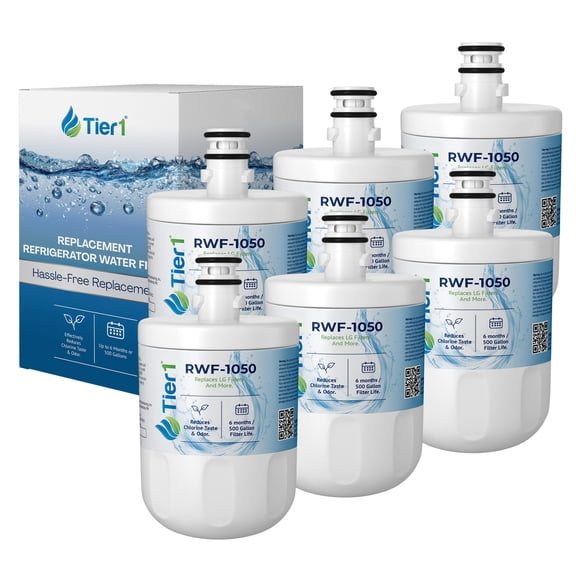 Tier1 RWF1050 5231JA2002A Refrigerator Water Filter | Replacement for LG LT500P & Kenmore 9890 Fridge Filter - Up to 12 Months Supply | Easy Install | Odor Control | Enjoy Great Tasting Water (6-pk)